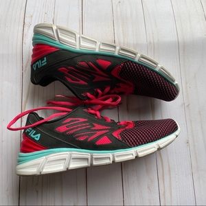 FILA black, pink and teal athletic sneakers